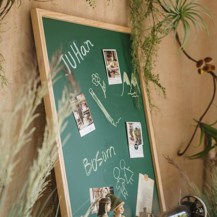 Green Magnetic Chalk Board with Solid Wood Frame