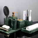 GobekUsa Green Marble Bathroom Set: Dispenser, Dish, Holder, Tissue Box & Accessories
