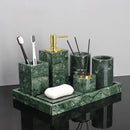 GobekUsa Green Marble Bathroom Set: Dispenser, Dish, Holder, Tissue Box & Accessories
