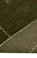 Hand Loomed Premium Wool Area Rug Modern Green Design With Yellow And Red Accents by The Rug Decor