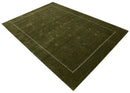 Hand Loomed Premium Wool Area Rug Modern Green Design With Yellow And Red Accents by The Rug Decor