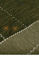 Green Wool Hand Loomed Gabbeh Border Area Rug Modern Designs by The Rug Decor