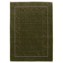 Green Modern Gabbeh Border Design Hand Loomed Wool Area Rug