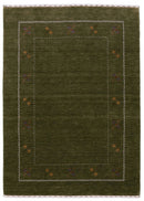 Green Modern Gabbeh Border Design Hand Loomed Wool Area Rug