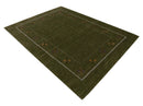 Green Wool Hand Loomed Gabbeh Border Area Rug Modern Designs by The Rug Decor