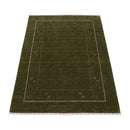 Green Modern Gabbeh Border Design Hand Loomed Wool Area Rug