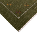 Green Modern Gabbeh Border Design Hand Loomed Wool Area Rug