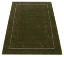 Green Wool Hand Loomed Gabbeh Border Area Rug Modern Designs by The Rug Decor
