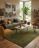 Green Wool Hand Loomed Gabbeh Border Area Rug Modern Designs by The Rug Decor
