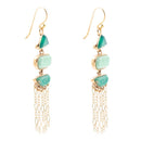 Green Multi Stone Golden Drop Earrings