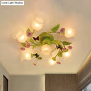GobekUsa Green Opaque Glass Spiral Bedroom Ceiling Light Fixture - Semi-Flush Mount (4/7 Bulbs) - Traditional Design