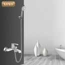GobekUsa Brass Chrome Wall Mounted Shower Faucet Set with Green Orange Shower Head
