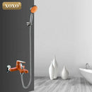 GobekUsa Brass Chrome Wall Mounted Shower Faucet Set with Green Orange Shower Head