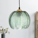 GobekUsa Mara - Green Ribbed Glass Pumpkin Dinette Pendant Lamp
