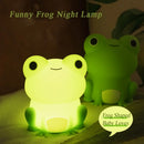 Green silicone frog night light bedroom dimmable lamp by Decorbites