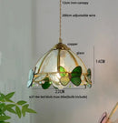 GobekUsa Clear Glass LED Pendant Light Tiffany Butterfly Hanging Lamp