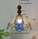 GobekUsa Clear Glass LED Pendant Light Tiffany Butterfly Hanging Lamp