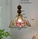 GobekUsa Clear Glass LED Pendant Light Tiffany Butterfly Hanging Lamp