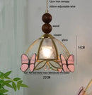 GobekUsa Clear Glass LED Pendant Light Tiffany Butterfly Hanging Lamp