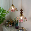 GobekUsa Clear Glass LED Pendant Light Tiffany Butterfly Hanging Lamp