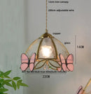 GobekUsa Clear Glass LED Pendant Light Tiffany Butterfly Hanging Lamp