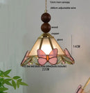 GobekUsa Clear Glass LED Pendant Light Tiffany Butterfly Hanging Lamp
