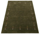 Green Hand Loomed Wool Tribal Border Area Rug - Geometric Design by The Rug Decor