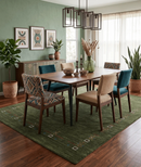 Green Hand Loomed Wool Tribal Border Area Rug - Geometric Design by The Rug Decor