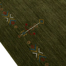 Green Tribal Center Medallion Hand Loomed Wool Area Rug with Warm Yellow Red Accents by The Rug Decor