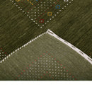 Green Tribal Center Pattern Hand Loomed Wool Area Rug