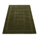 Green Tribal Center Pattern Hand Loomed Wool Area Rug