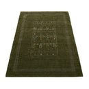 Green Tribal Geometric Center Pattern Hand Loomed Wool Area Rug by The Rug Decor