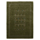 Green Tribal Center Pattern Hand Loomed Wool Area Rug