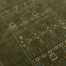 Green Tribal Geometric Center Pattern Hand Loomed Wool Area Rug by The Rug Decor