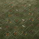 Green Tribal Hand Loomed Wool Area Rug - Traditional Multicolor Authentic by The Rug Decor