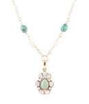 Green Turquoise Pearl Drop Necklace