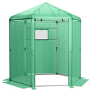 Walk-In Hexagonal Greenhouse with PE Cover and Metal Frame by LJGDeals