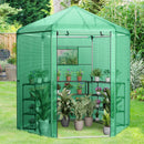 Walk-In Hexagonal Greenhouse with PE Cover and Metal Frame by LJGDeals