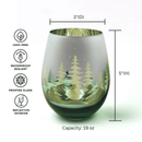 Green Pine Tree Stemless Wine Glasses by Jersey Art Glass