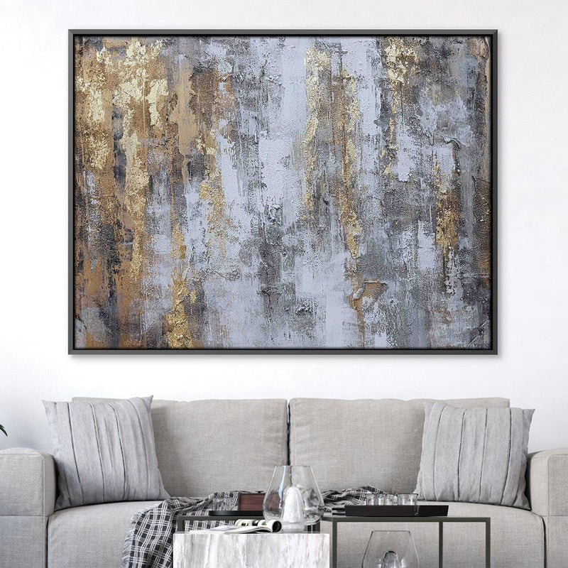 Grey and Gold Abstract Oil Painting