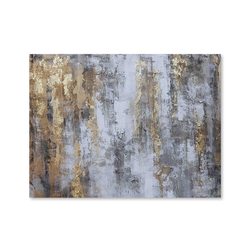 Grey and Gold Abstract Oil Painting