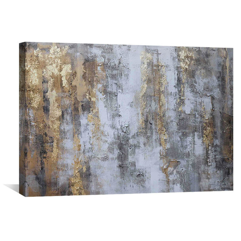 Grey and Gold Abstract Oil Painting