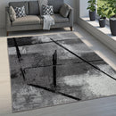 Grey Black Area Rug Mondial with Abstract Paint Effect