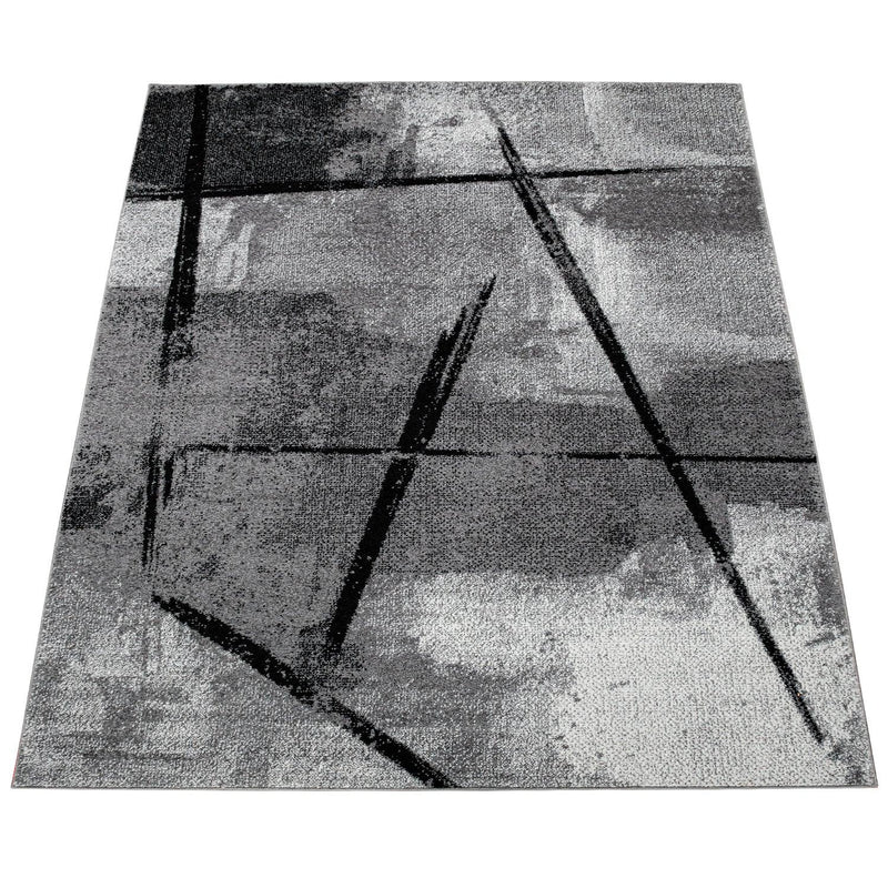 Grey Black Area Rug Mondial with Abstract Paint Effect