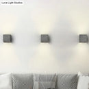 GobekUsa Grey Flush Mount Wall Light Nordic 1 Head - Cube/Cuboid Cement - Up & Down Sconce Light for Stairs - 4"/5"/7" Wide