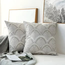 Grey geometric embroidered cushion cover living room grey & white by Decorbites