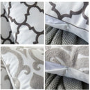 Grey geometric embroidered cushion cover living room grey & white by Decorbites