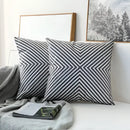 Grey geometric embroidered cushion cover living room grey & white by Decorbites
