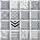 Grey geometry patterned pillow case for living room decor by Decorbites
