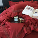 GobekUsa Grey Hollow Lace 1000TC Egyptian Cotton Bedding Set with Wide Edge